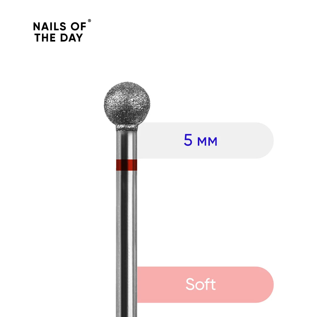 NAILSOFTHEDAY Milling cutter diamond ball red, 5 mm