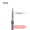NAILSOFTHEDAY Diamond drill bit Needle, red, 1.6*10 mm