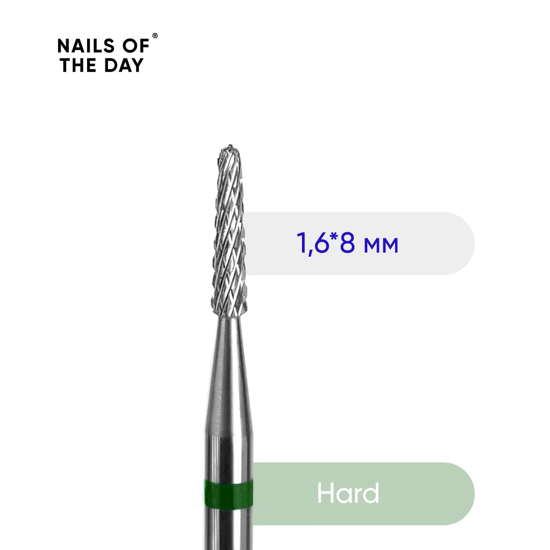 NAILSOFTHEDAY Carbide drill bit Needle, green, 1.6*8 mm
