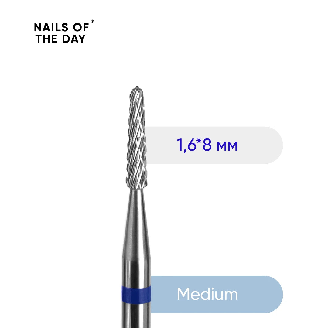 NAILSOFTHEDAY Carbide drill bit Needle, blue, 1.6*8 mm