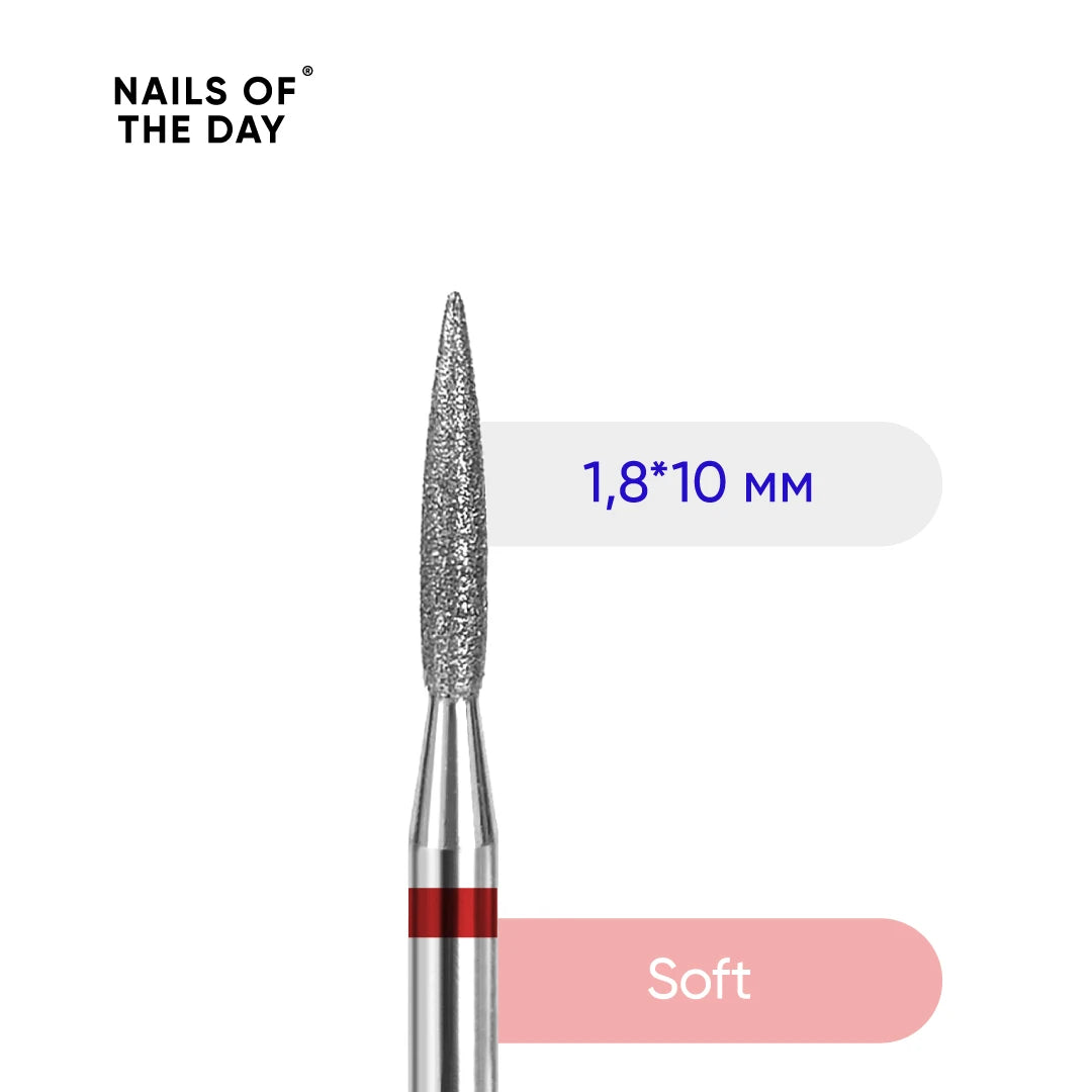 NAILSOFTHEDAY Diamond flame cutter red, 1.8*10 mm
