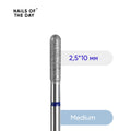 NAILSOFTHEDAY Diamond nail drill bit rounded cylinder blue, 2.5*10 mm