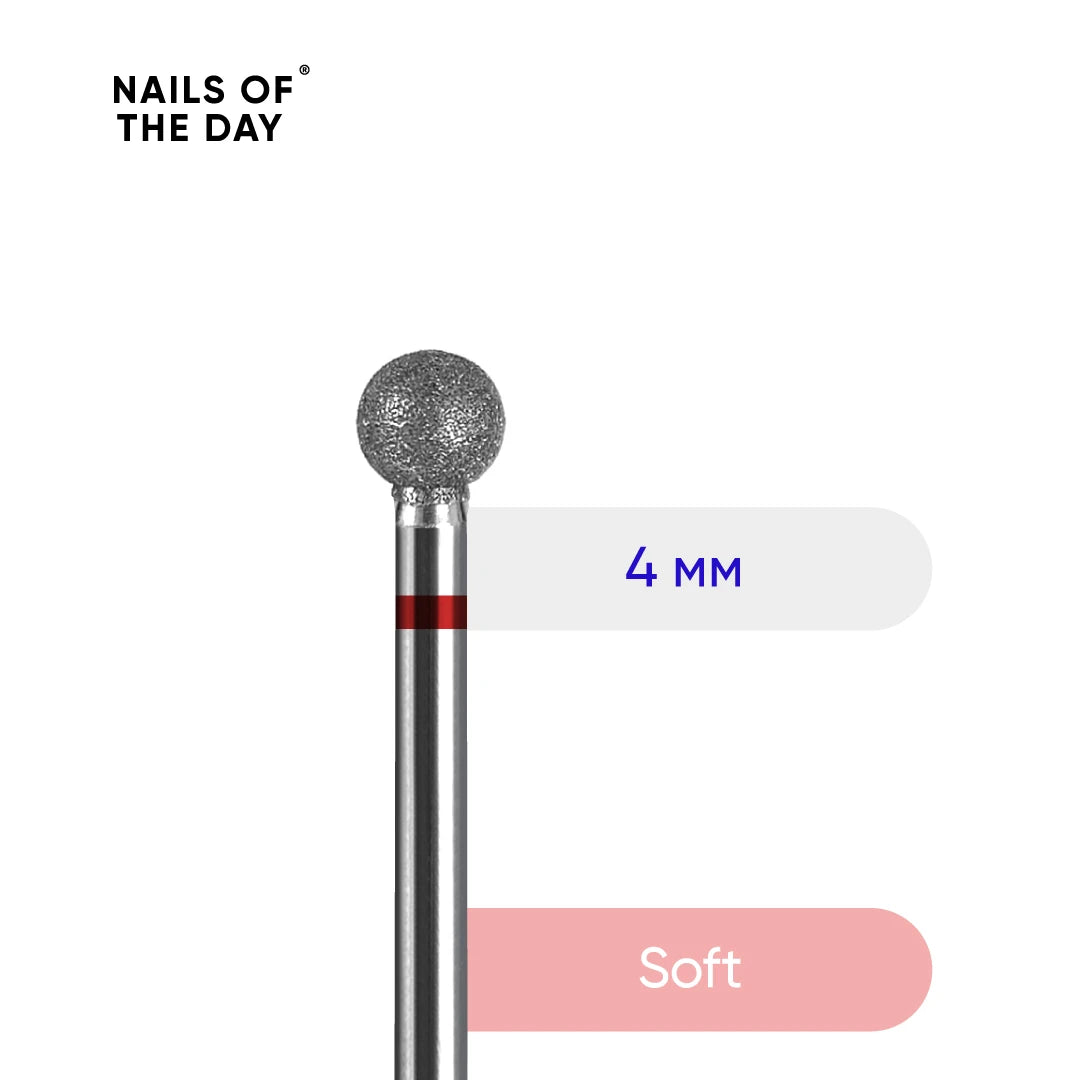NAILSOFTHEDAY Milling cutter diamond ball red, 4 mm